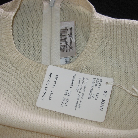 ST JOHN Neiman Marcus Cream/Black Knit Dress 10 - Picture 6 of 7
